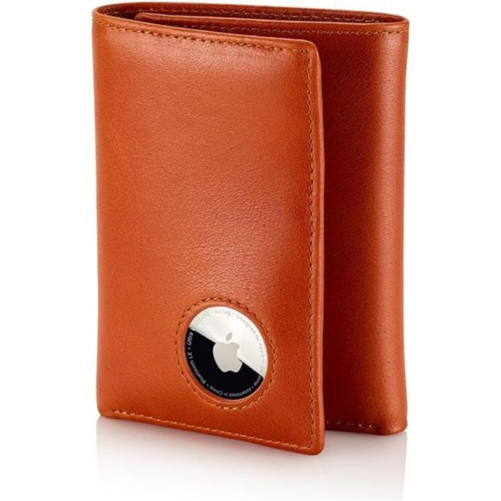 RFID Blocking Mens Wallet With Airtag Holder - Trifold with 9 Credit Card Slots